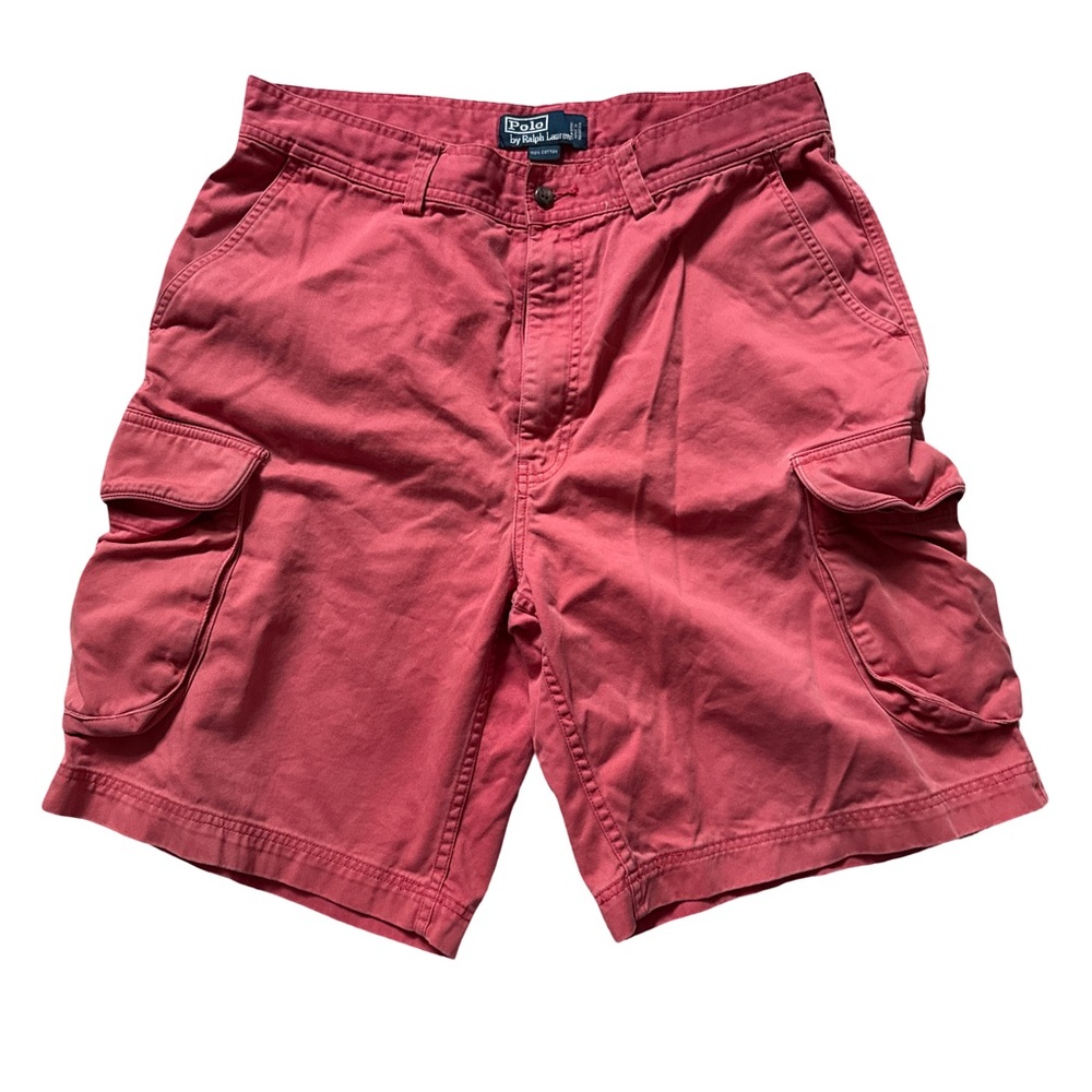 Ralph Lauren Red Cargo Shorts Relaxed Fit Cotton